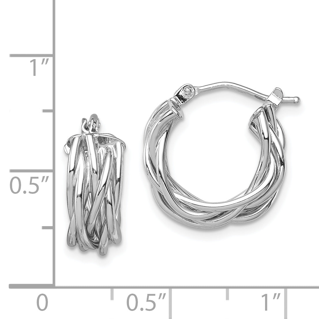 14K White Gold Polished Braided Hoop Earrings