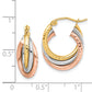 14K Tri-Color Textured Triple Hoop Earrings