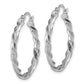 14K White Gold Polished Twisted Hoop Earrings