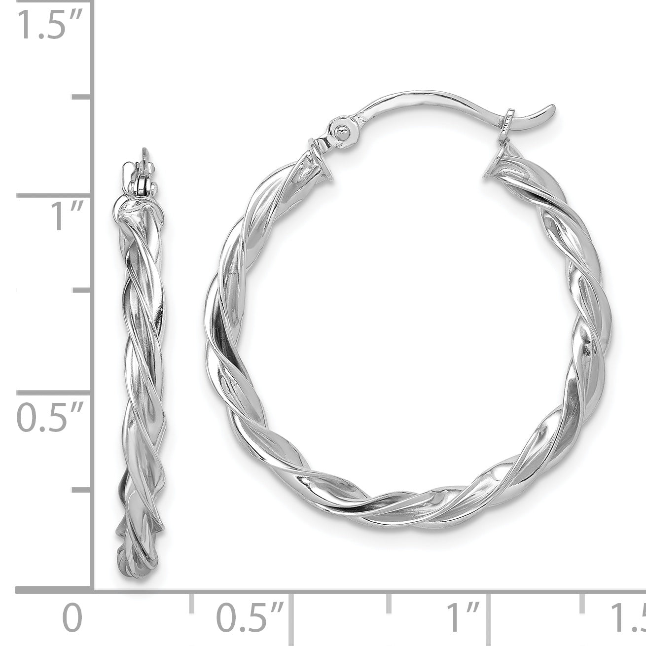 14K White Gold Polished Twisted Hoop Earrings