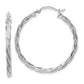 14K White Gold Polished 2.5mm Twisted Hoop Earrings