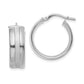 14K White Gold 19mm Satin And Polished Hoop Earrings