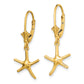 14K Yellow Gold Mini Dancing Starfish Leverback Earrings