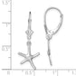 14K White Gold 3-D Mini Starfish Leverback Earrings