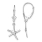 14K White Gold 3-D Mini Starfish Leverback Earrings