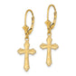 14K Yellow Gold D/C Cross W/ Beaded Edge Leverback Earrings