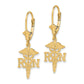 14K Yellow Gold Rn Caduceus Leverback Earrings