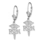 14K White Gold Rn Caduceus Leverback Earrings