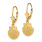 14K Yellow Gold 2-D Beaded Scallop Shell Leverback Earrings