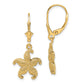 14K Yellow Gold 2-D Puffed Starfish Leverback Earrings