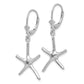 14K White Gold Dancing Starfish Leverback Earrings