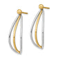 14K Yellow & Rhodium W/ White Ball Stud Triple Wire Dangle Jacket Earrings