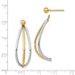 14K Yellow & Rhodium W/ White Ball Stud Triple Wire Dangle Jacket Earrings