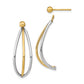 14K Yellow & Rhodium W/ White Ball Stud Triple Wire Dangle Jacket Earrings