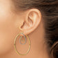 14K Yellow & Rhodium W/ White Diamond-Cut Twisted Circles Inside Hoop Earrings