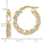 14K Yellow & Rhodium W/White Polished Twisted Hoop Earrings