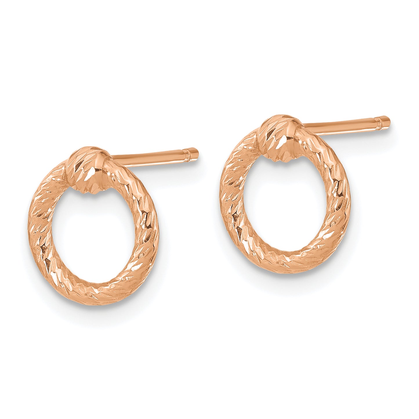 14K Rose Gold Polished D/C Twisted Circle Post Earrings