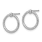 14K White Gold Polished & D/C Twisted Circle Post Earrings