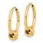 14K Yellow Gold Polished With Diamond Cut Ball Hoop Earrings