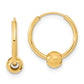 14K Yellow Gold Polished With Diamond Cut Ball Hoop Earrings