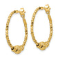 14K Yellow Gold Diamond-Cut Hoop Beaded Earrings