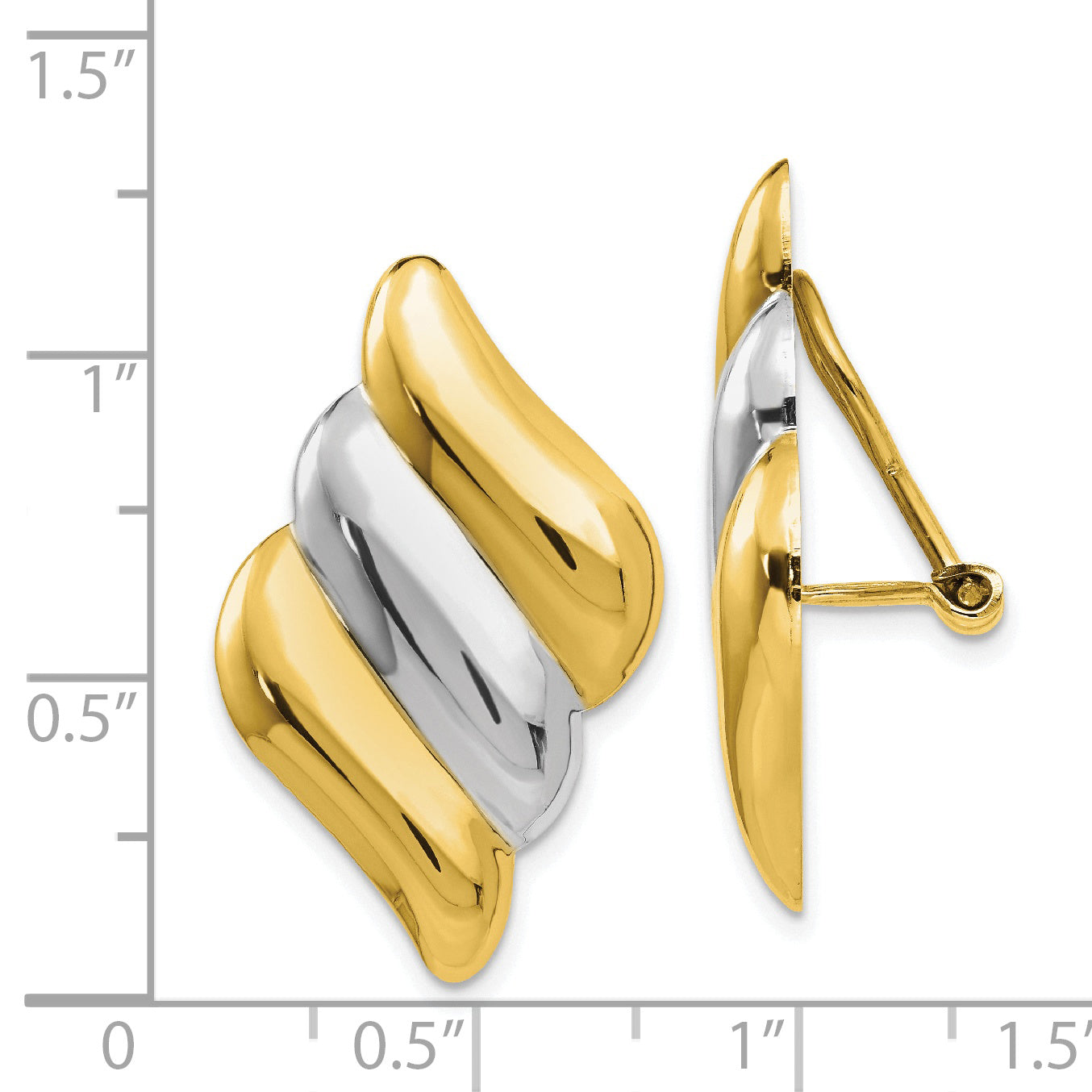 14K Yellow & Rhodium Non-Pierced Omega Back Earrings