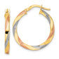 14K Yellow & Rhodium W/Rose White Polished Twisted Hoop Earrings