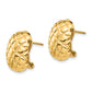 14K Yellow Gold Polished Quilted Omega Back Post Earrings