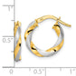 14K Yellow & Rhodium W/ White Brushed And Polished Twisted Hoop Earrings