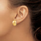 14K Yellow Gold Polished Ribbed Omega Back Post Earrings