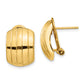 14K Yellow Gold Polished Ribbed Omega Back Post Earrings