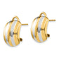 14K Yellow & Rhodium Ribbed Omega Back Post Earrings