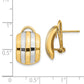 14K Yellow & Rhodium Ribbed Omega Back Post Earrings