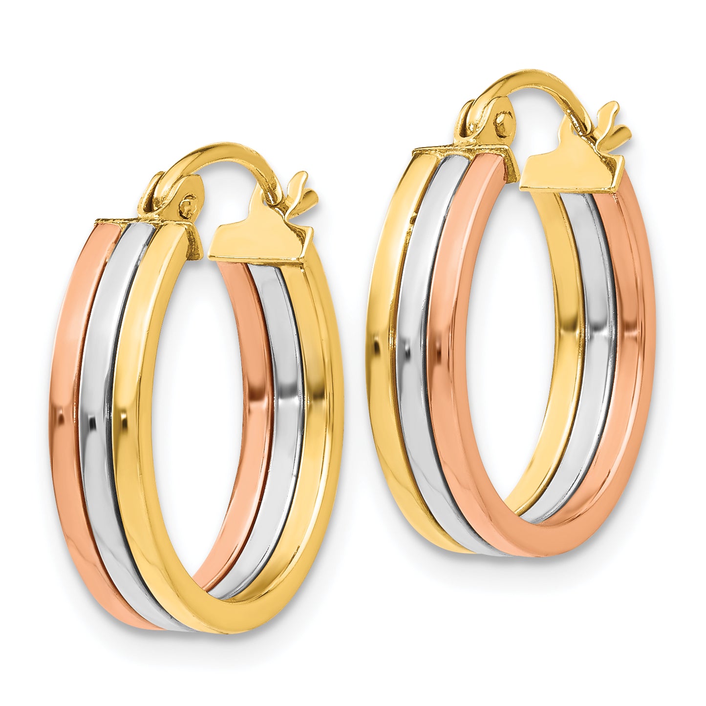 14K Tri-Color Tri Color Hoop Earrings