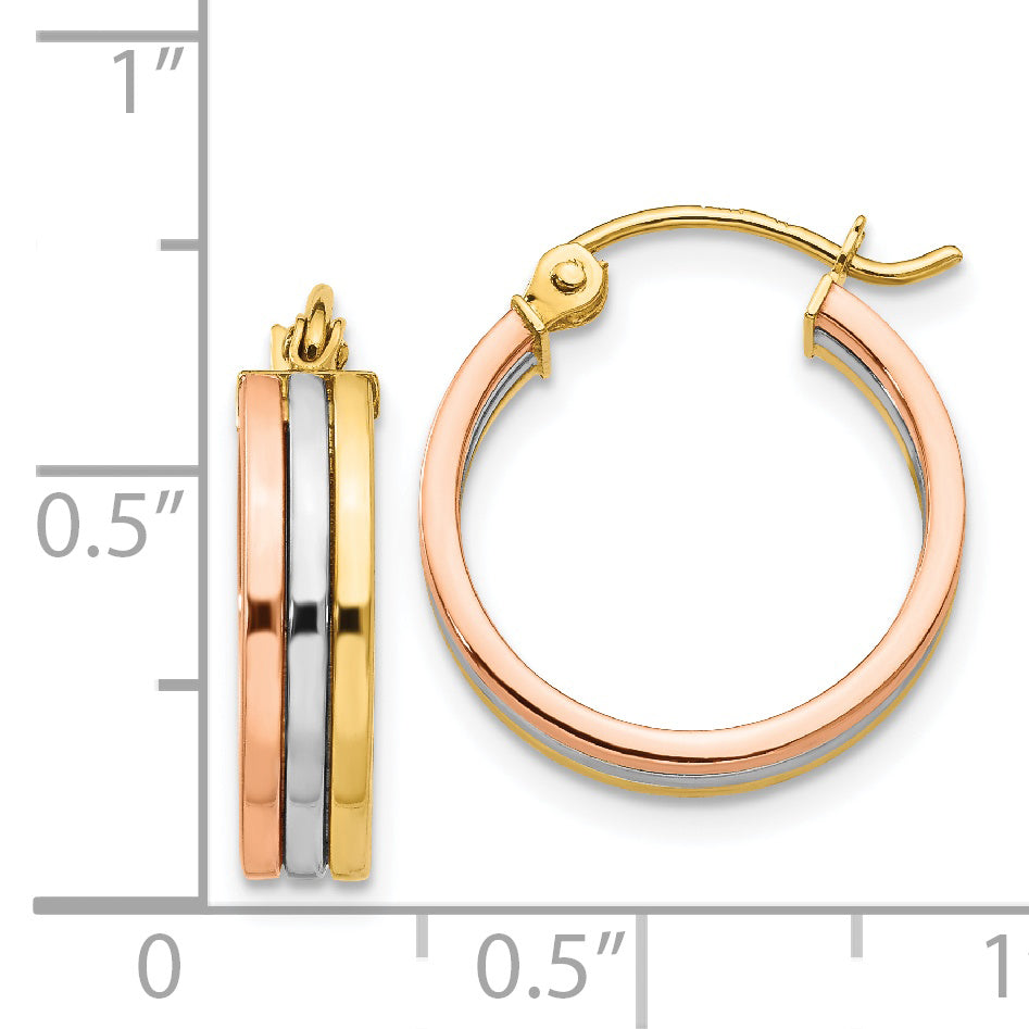 14K Tri-Color Tri Color Hoop Earrings