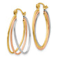 14K Tri-Color Tri Color Hoop Earrings