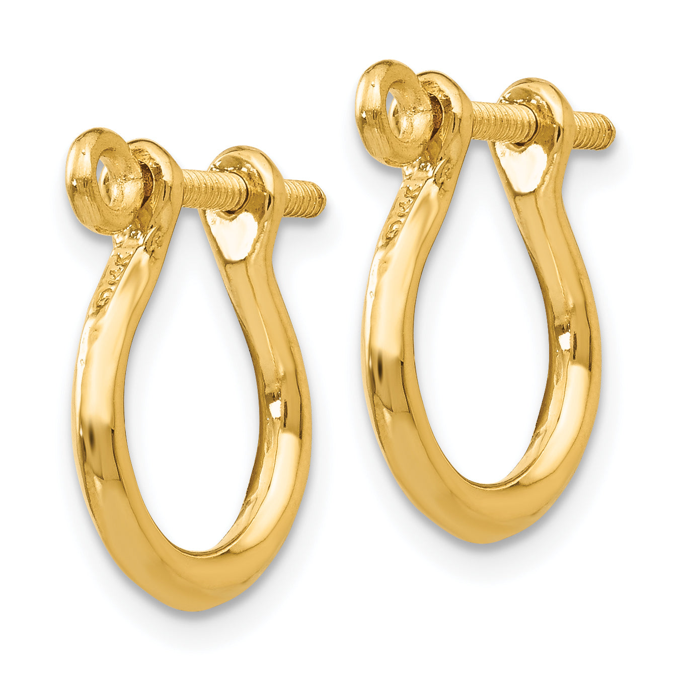 14K Yellow Gold 3D Shackle Link Screw Earrings