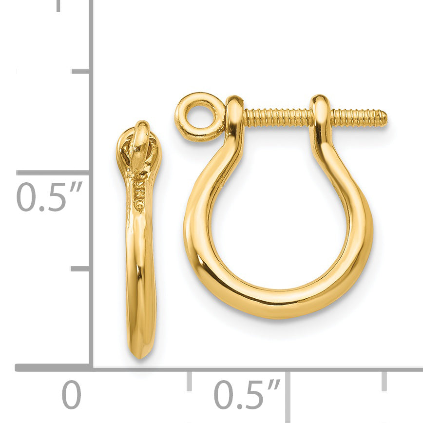 14K Yellow Gold 3D Shackle Link Screw Earrings