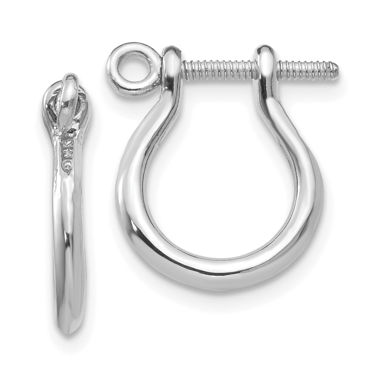 14K White Gold 3D Shackle Link Screw Earrings