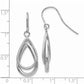 14K White Gold Polished And Textured Teardrop Shepherd Hook Earrings