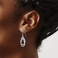 14K White Gold Polished And Textured Teardrop Shepherd Hook Earrings