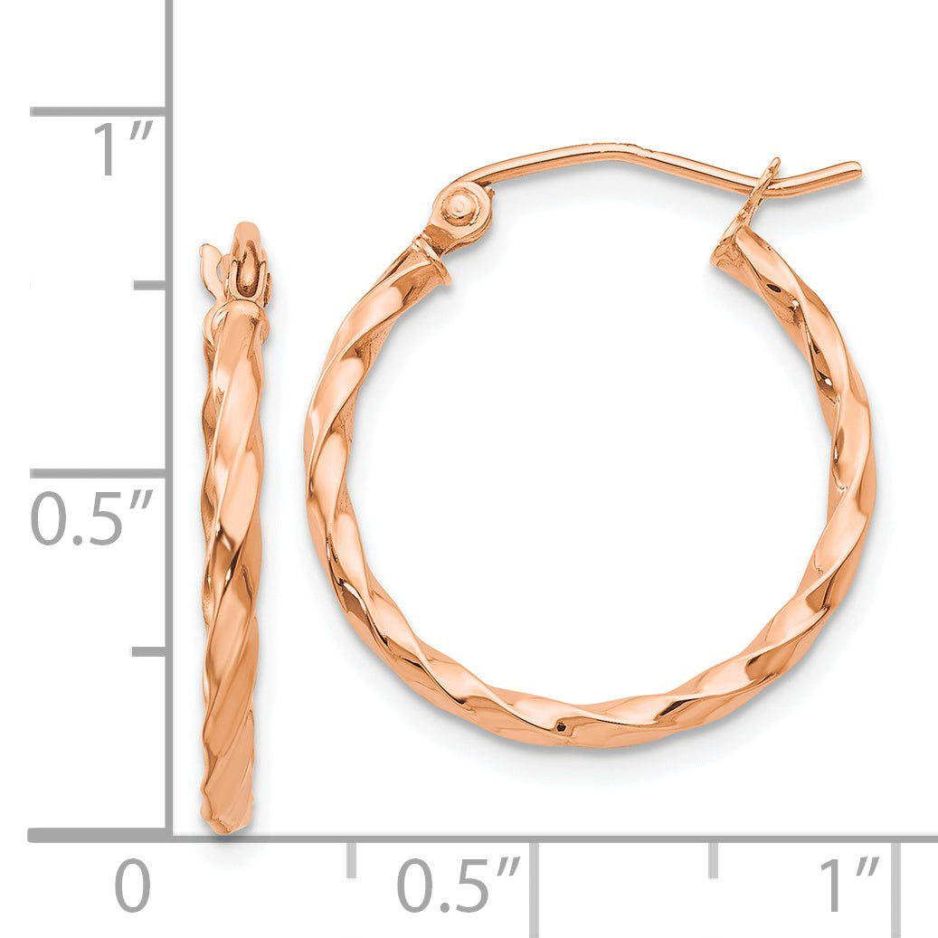 14K Rose Gold Twisted Hoop Earrings