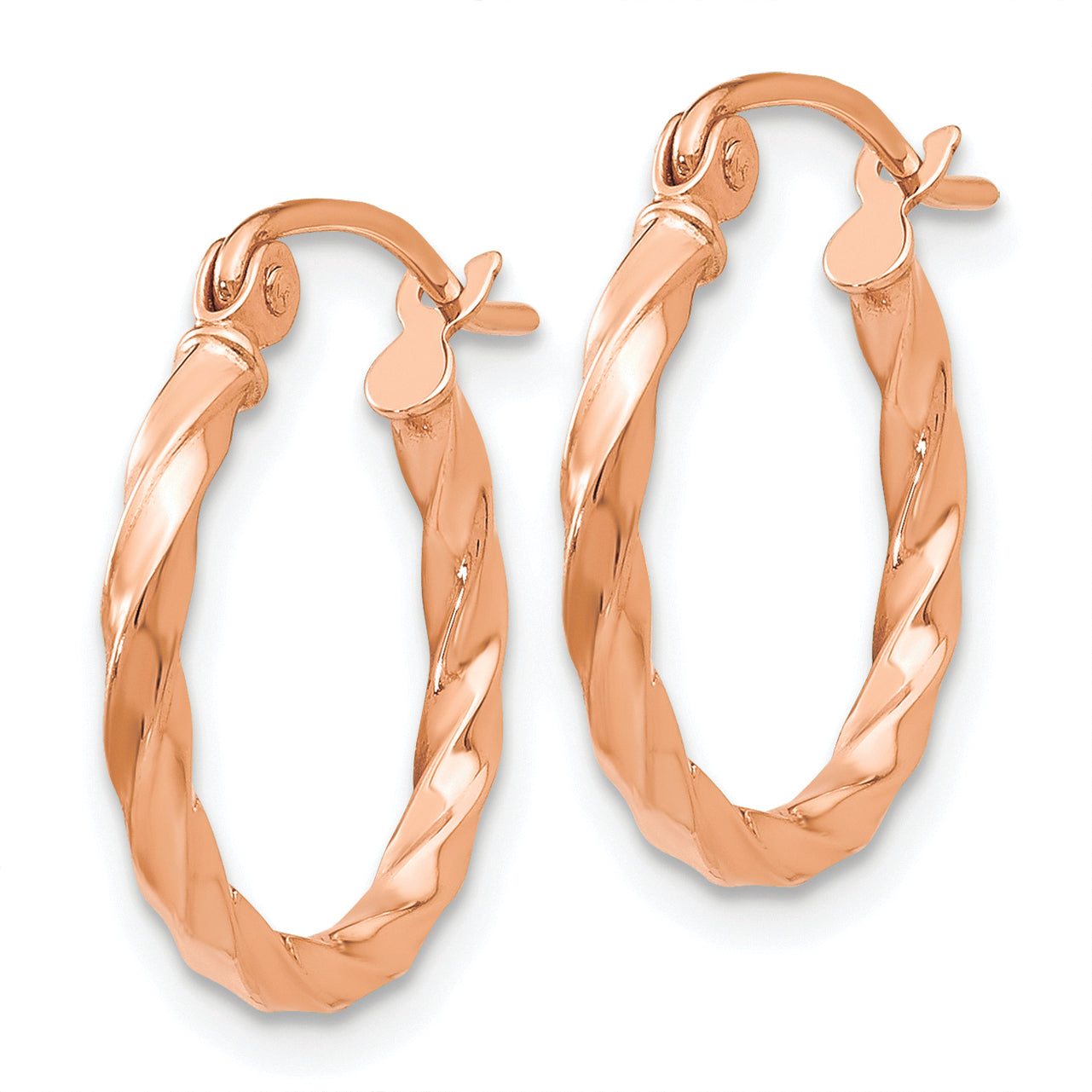 14K Rose Gold Twisted Hoop Earrings