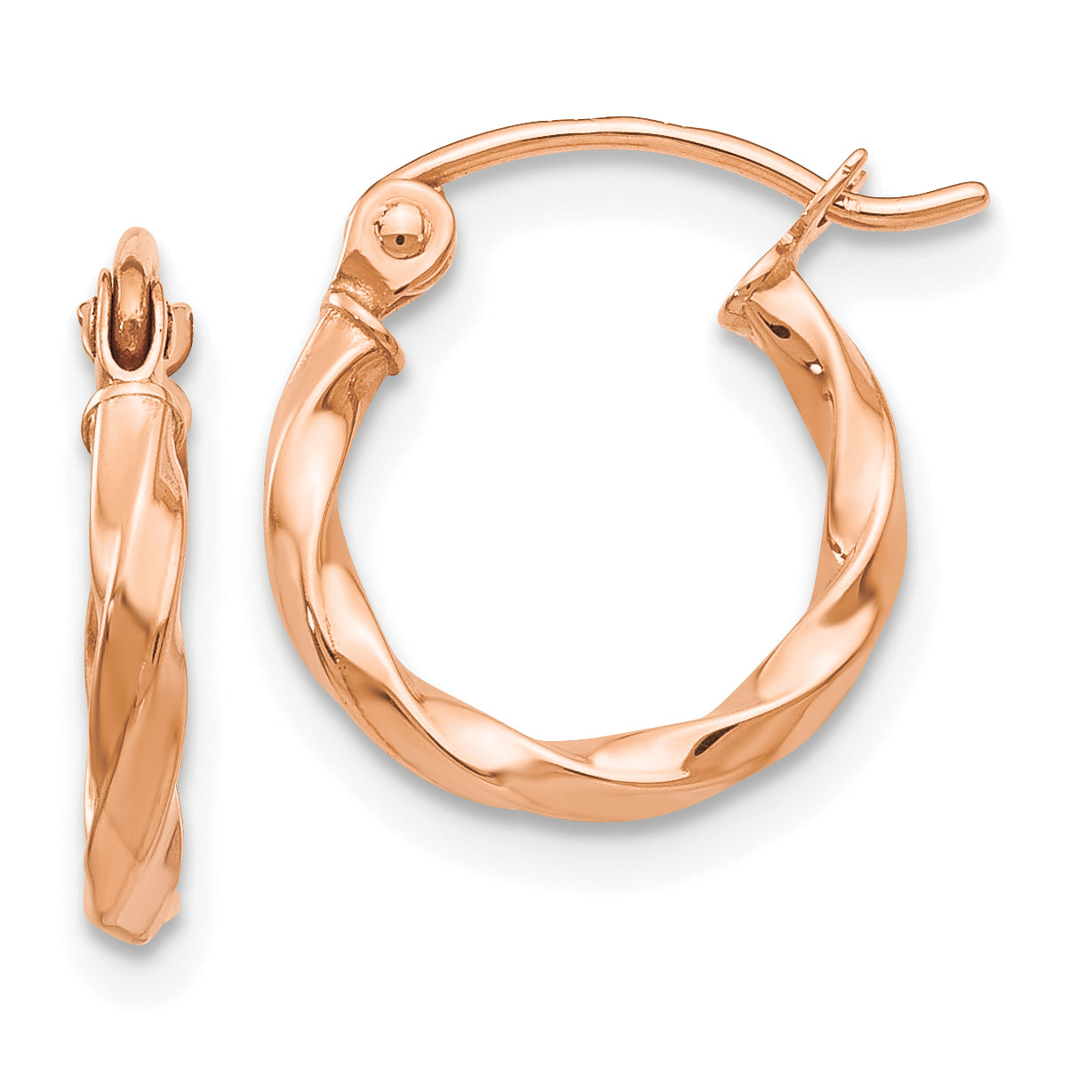 14K Rose Gold Twisted Hoop Earrings