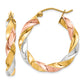 14K Tri-Color Light Twisted Hoop Earrings