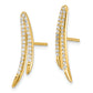 14K Yellow Gold Cz Ear Climber Earrings