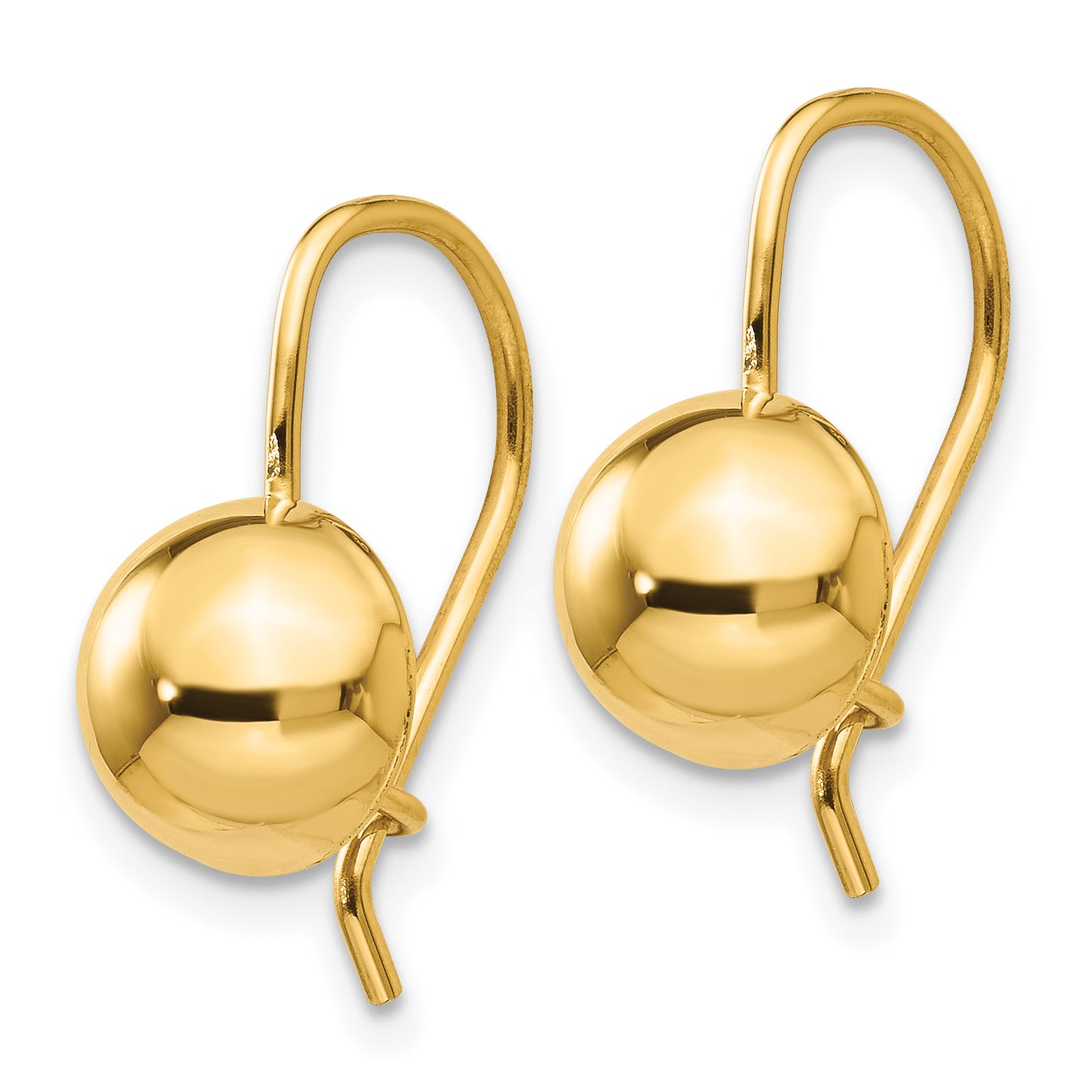 14K Yellow Gold 8.00mm Hollow Half Ball Earrings