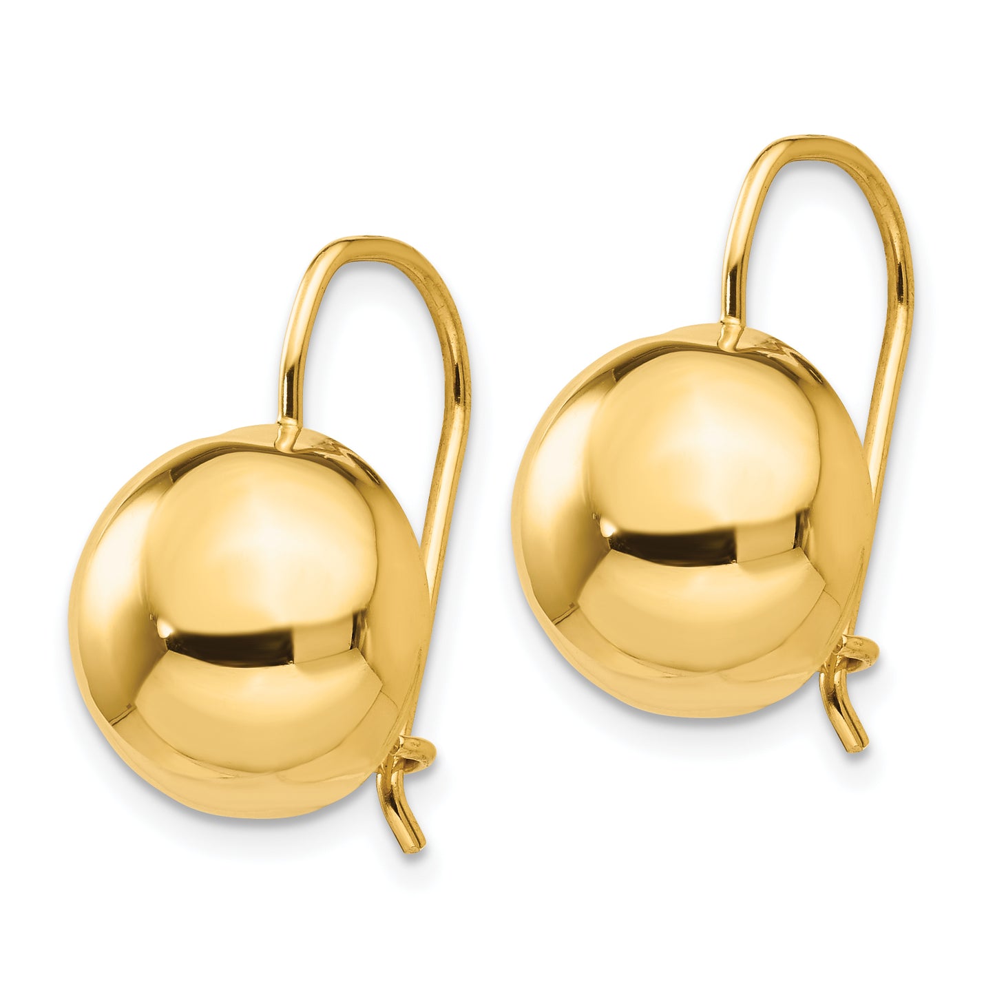 14K Yellow Gold 12.00mm Hollow Half Ball Earrings