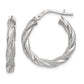 14K White Gold Twisted Textured Hoop Earrings