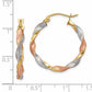 14K Yellow & Rhodium 14Ky White Rose Satin Twisted Hoop Earrings